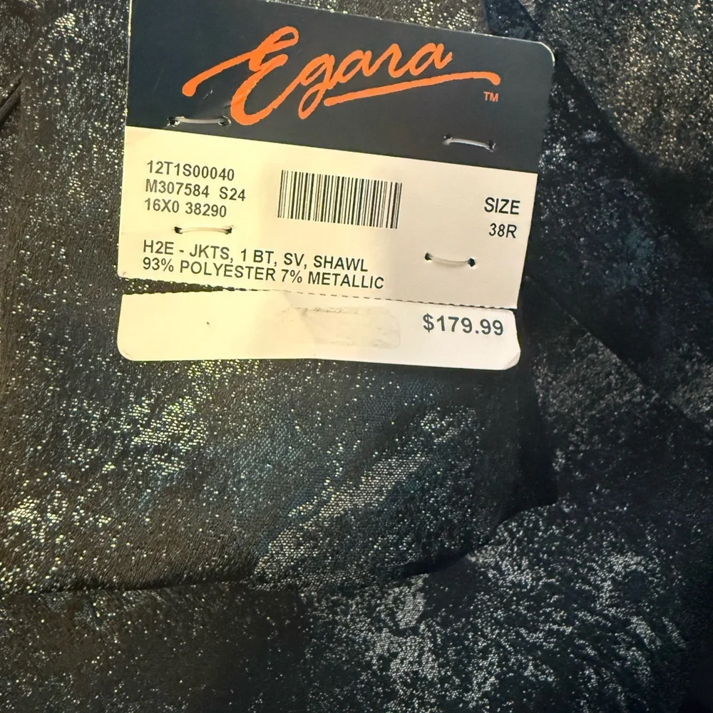 Egara Men’s Galaxy Dinner Jacket Blazer Sz 38R Slim Fit Teal Black Silver NWT - Picture 12 of 12